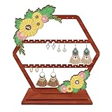 Kit organizador de aretes de pintura de diamantes, soporte de exhibición de joyas de madera con diamantes de imitación 5D, soporte floral para aretes para mujer, estante de almacenamiento de joyas de