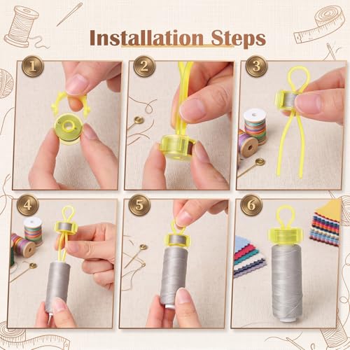 Image of Jexine 270 Pack Bobbin Thread Holder Set Includes Sewing Bobbin, Clips, Thread Holders Sewing Machine Accessories for Spool Organizing (Colorful)