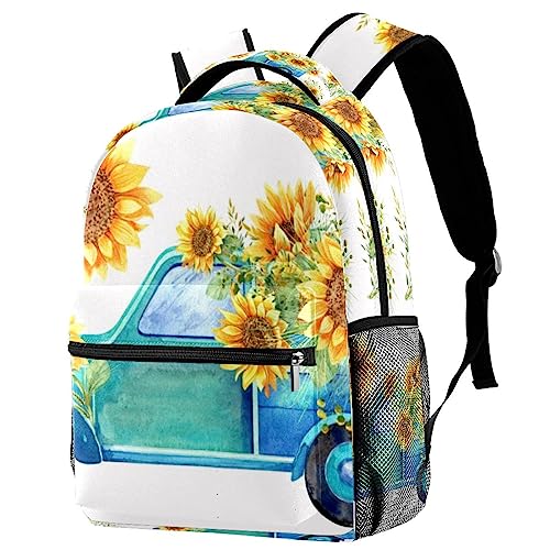 Sac à dos de voyage léger motif fleurs et voiture vintage style romantique