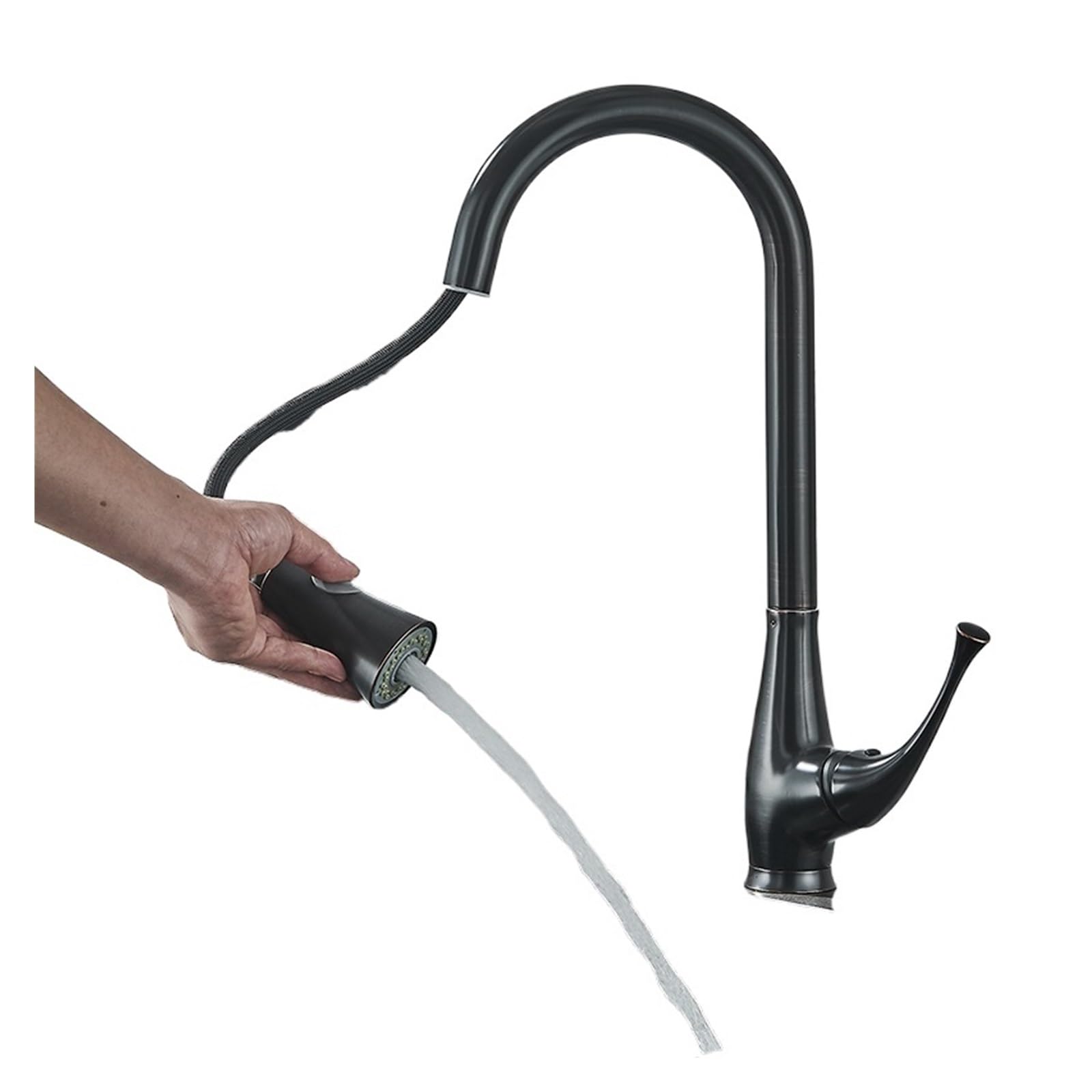 Robinet de cuisine extractible bronze noir mitigeur évier eau chaude et froide