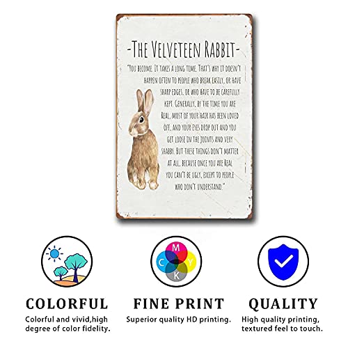 Dphgqgk The Velveteen Rabbit Vintage Nursery Wall Art Print Poster Home Decor Handmade Children Room Gift Baby Shower Inspirational Quote Metal Vintage Tin Sign 8X12Inch #TOP1