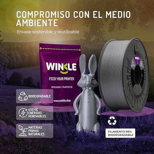 Filamento PETG Plata 1.75mm 300g para Impresora 3D - Compatible con la Mayoría de Impresoras - Precisión Dimensional - Fernando Cortés