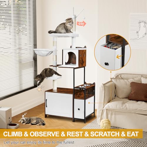 Torre para Gatos con Caja de Arena Encapuchada 3 en 1 miniatura 4