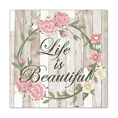 Plaque murale décorative personnalisée bois feuilles vertes 40cm CustonCares