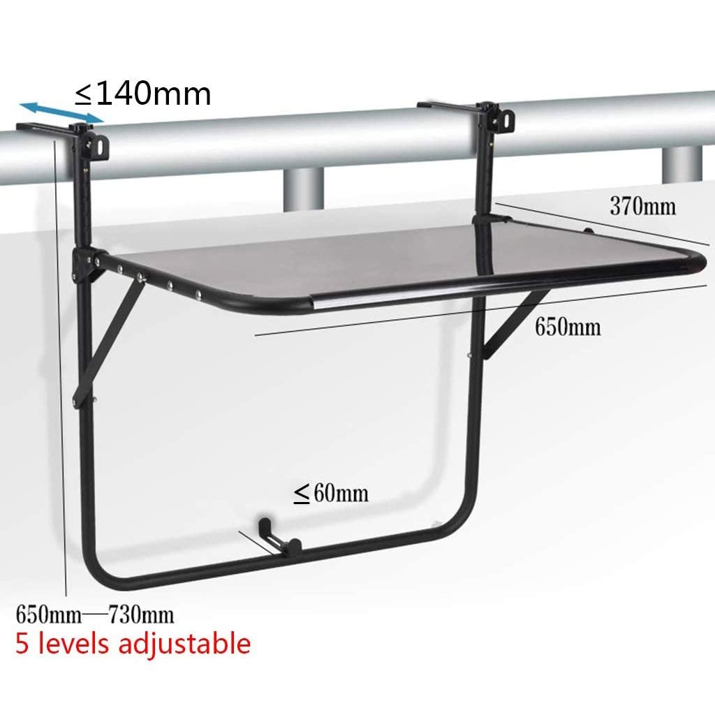Tavolino regolabile per balcone, giardino, terrazza, bancone pieghevole da parete, per barbecue, cibo, bevande, decorazioni