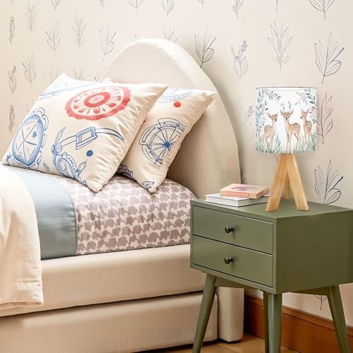 Lámpara de mesa para niños con base de madera y pantalla de lino miniatura 7