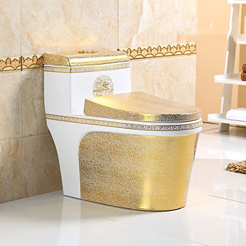 Inodoro Dual Flush con Diseño Dorado, Altura Universal, Cerámica para Baño miniatura 1