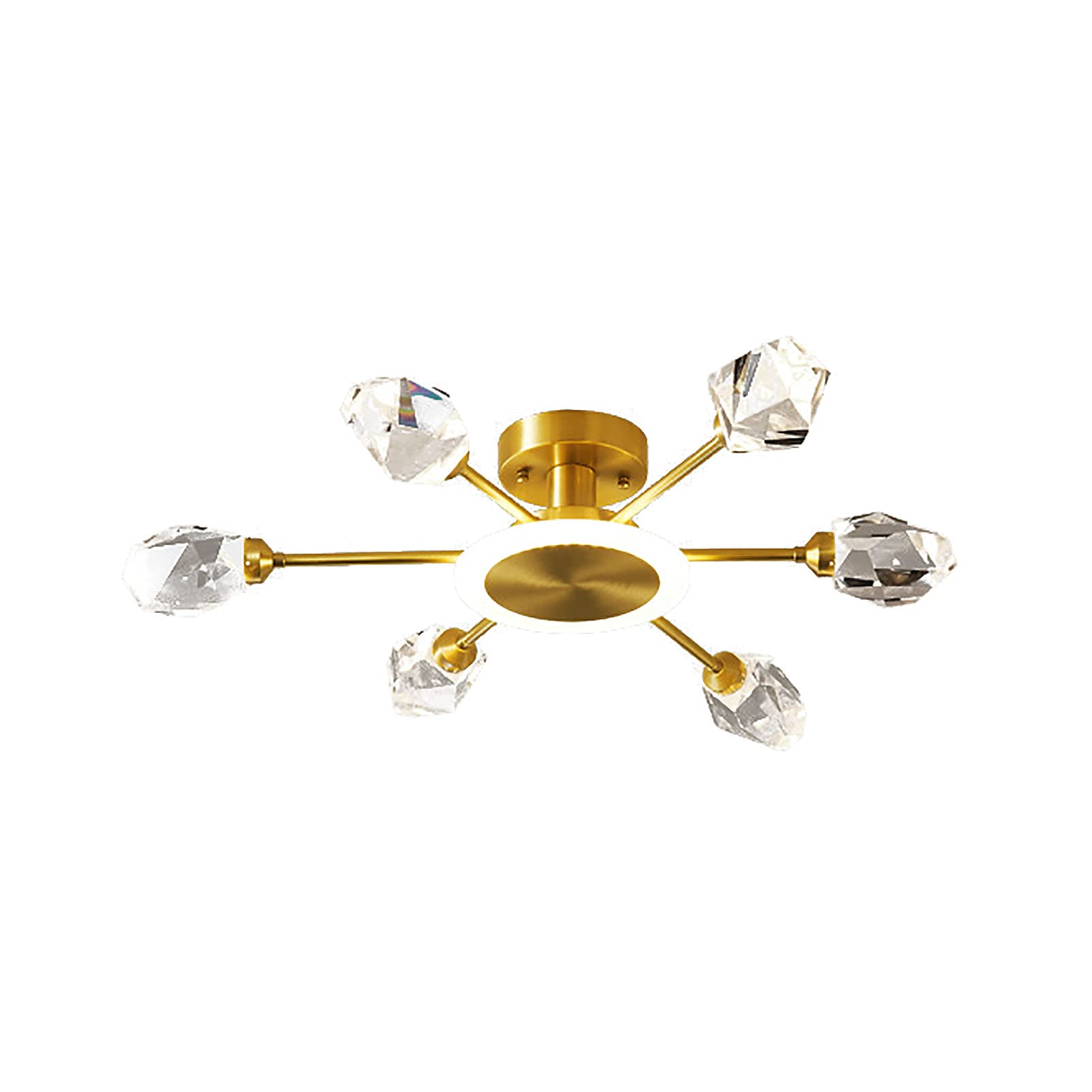 Lustre suspendu moderne en cristal aux branches dorées style mi-siècle