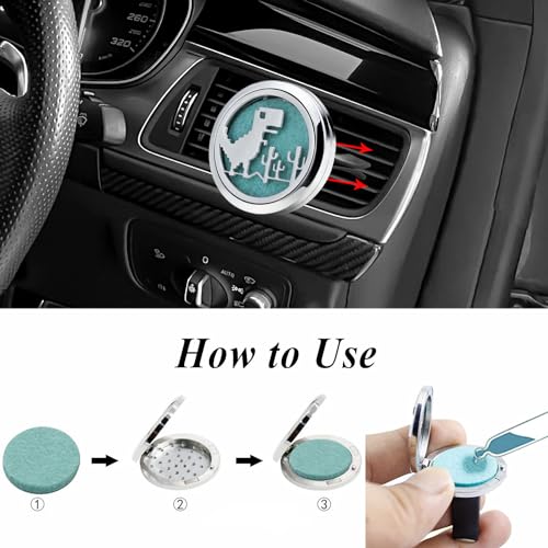 Image of AZNECK Car Aromatherapy Essential Oil Diffuser Vent Clips Car Diffuser Vent Clip Air Freshener 10 Felt Pads Cartoon Dinosaur Car Accessories for Women Gifts