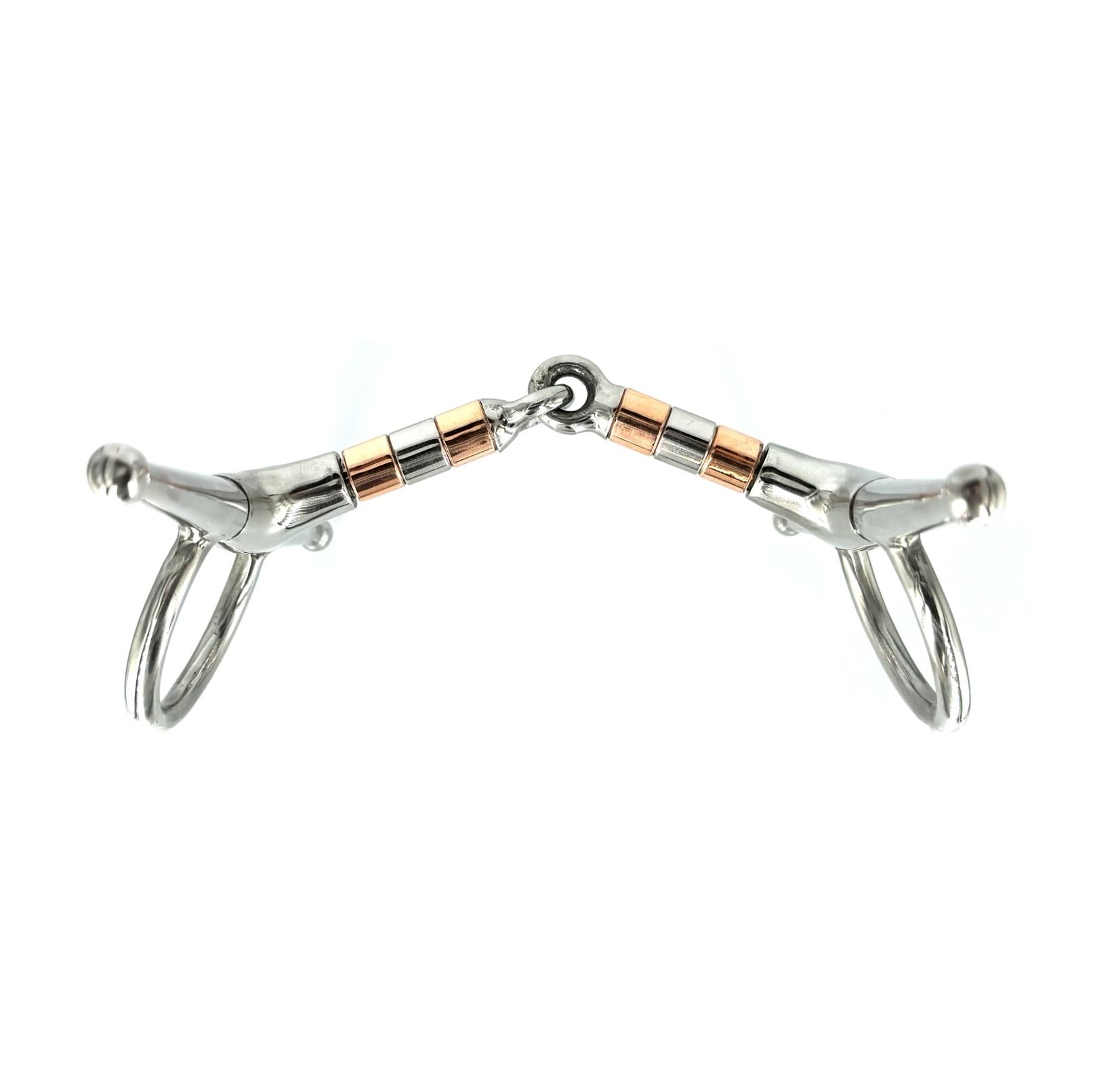 ES0103 Knebeltrense Einfach Gebrochen Kupferrollen Edelstahl 21mm, 13.5 cm