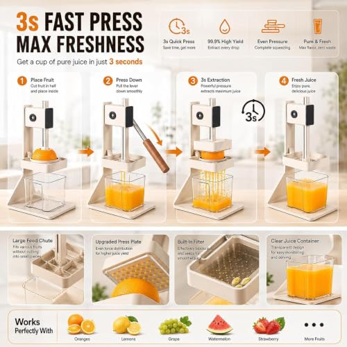 Exprimidor manual de cítricos robusto y profesional de alta resistencia para cocina 5