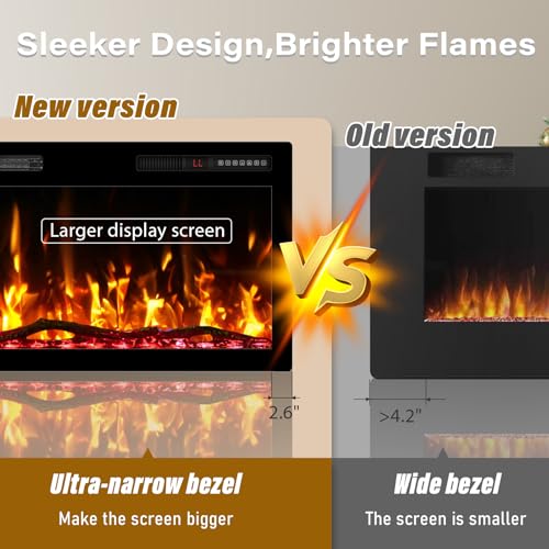 Image of Zionheat 68 inch Wide Screen Electric Fireplace-Wall Fireplace for Living Room-Fireplace Inserts /Wall Mounted with Remote Control, Timer, Dimmer, 12 Flame Colors, 750 /1500W