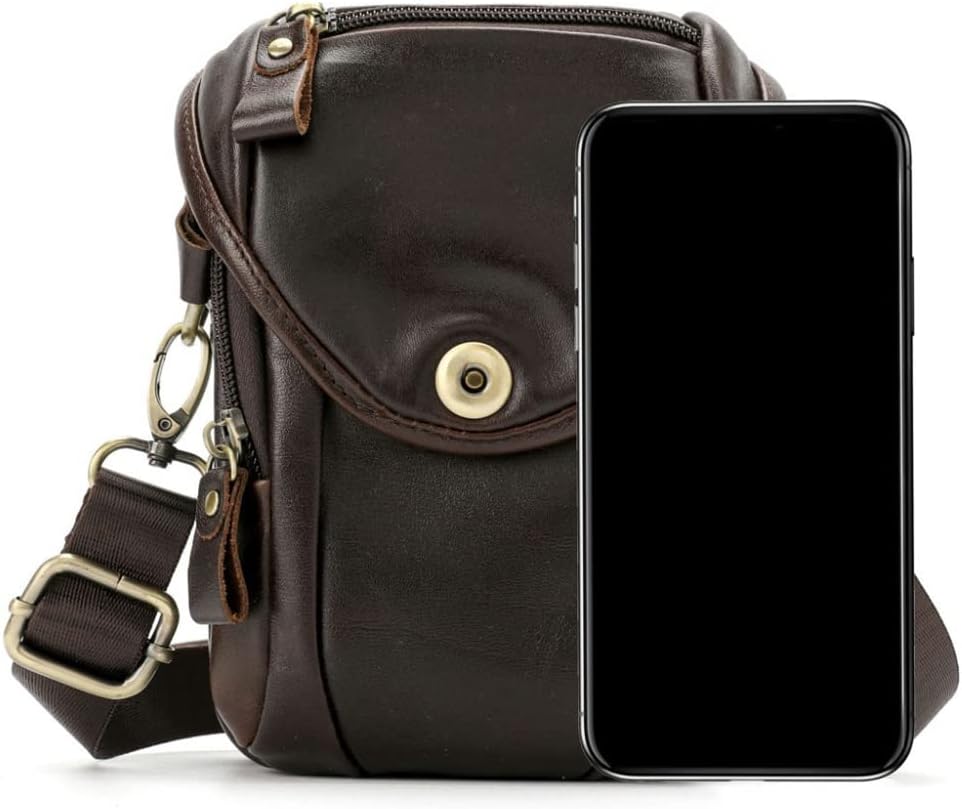 Men's Small Body Bag Layer Leather Shoulder Bagretro Men's Bag Soft Leather Small Backpack