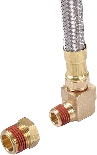 Miniatura 10 de Kit de montaje de válvula de drenaje de tanque extendido, tubo de acero trenzado flexible de 15 pulgadas 14 pulgadas NPT tubería para compresor de