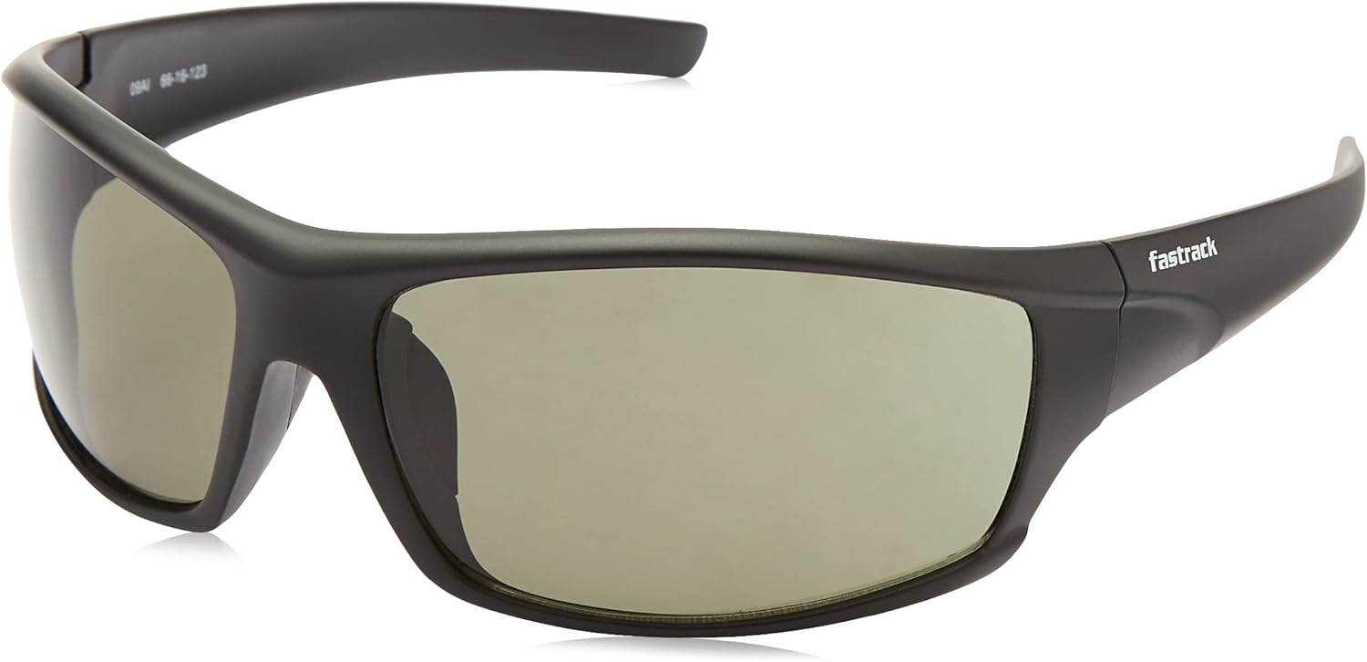 Fastrack Wraparound Men's Sunglasses, Black with Grey Lenses P223GR1