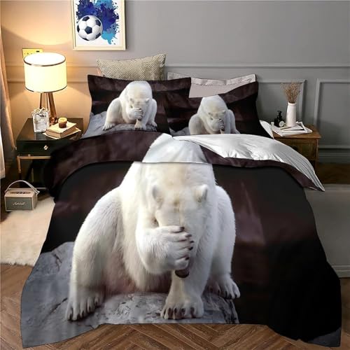 Parure de lit ours polaire microfibre thermique fini éclair douce sans repassage 200x200cm - 6