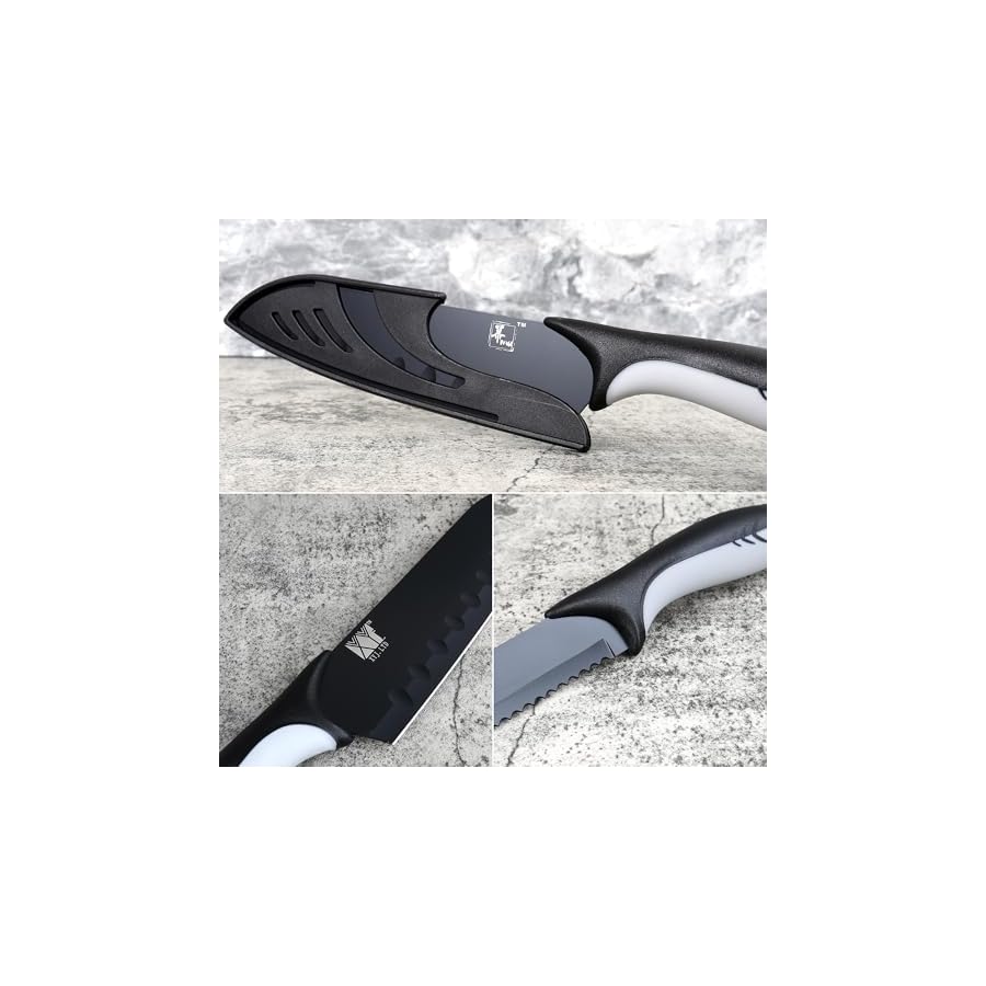 Knife Sets for Kitchen with Block, 8 Pcs Kitchen Knife Set with Block Self Sharpening, Sharp Cutlery Knife Set with Stainless Steel Blades for Precise Cutting, Anti-slip Handle