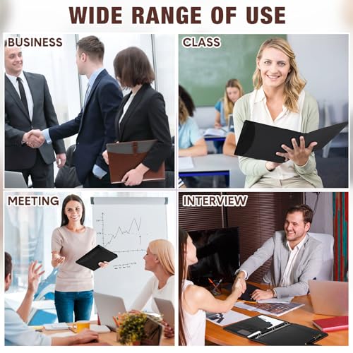 Eersida 2 Pcs Padfolio 3 Ring Leather Binder Business Portfolio Folder A4/ Letter Size for Organizer Documents Business Cards Conference Office Gifts Back to School for Men or Women (Black,Brown)