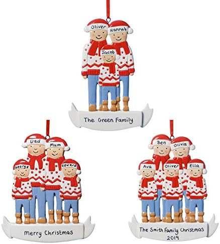 Alphabet barn Personalised Family Christmas Tree Decoration Xmas Gift Ornament Groups 3 4 5 (Family of 3)