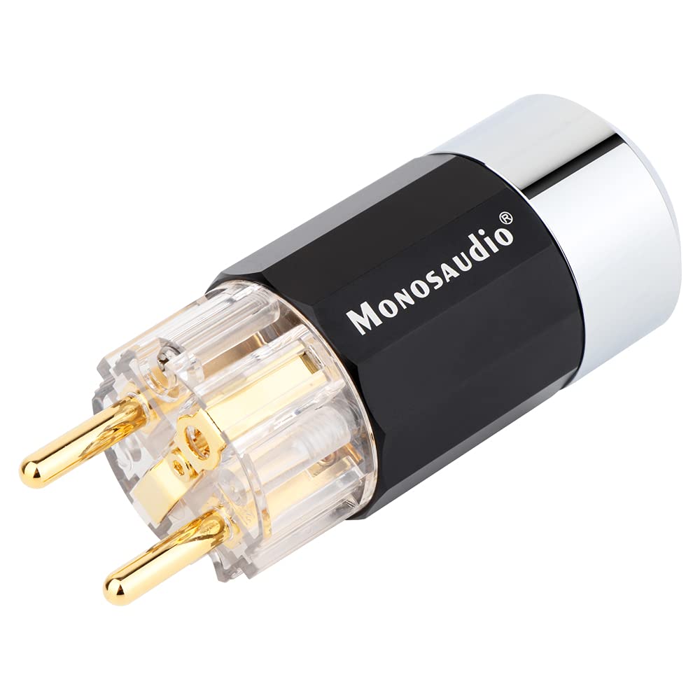 Monosaudio Par de conectores Schuko HiFi y conector IEC C15 de gama alta, conector hembra de 16 A, 250 V, conector de audio chapado en oro E109G/F109G