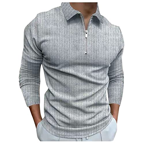 Polo Shirts Herren Gestreift Langarm Shirt Basic T-Shirt mit...