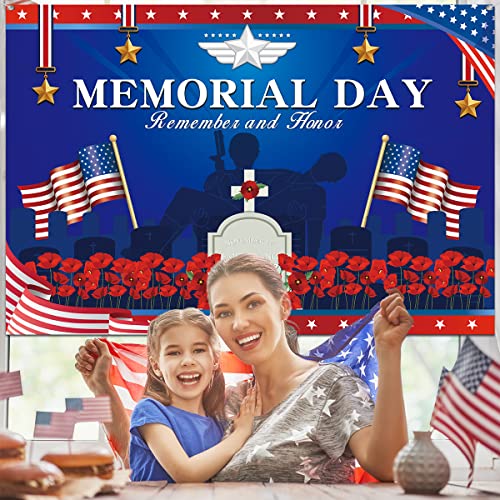 Veterans Day Decorations - Memorial Day Background Banner Red and Blue Veterans Day Photography Background Sign for Remember and Honor Decorations,Memorial Day Decor by HAKOTI - Image 5