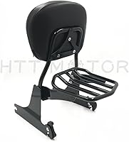 Vista 8 de HTTMT Sissy Bar - Portaequipajes para Softail 2000-2005 y respaldo desmontable de lujo para pasajeros 2006-2019 [P/N: SBB025+T] Negro