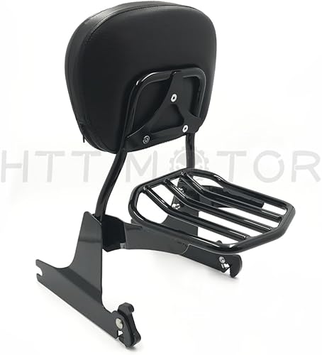Miniatura 8 de HTTMT Sissy Bar - Portaequipajes para Softail 2000-2005 y respaldo desmontable de lujo para pasajeros 2006-2019 PN SBB025+T Negro