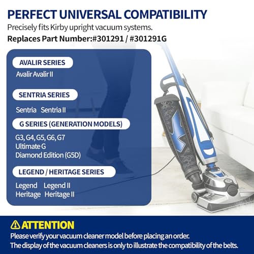 Image of 4-Pack Vacuum Belts Replacement for Kirby Part 301291, Fits G3 G4 G5 G6 G7, Sentria, Ultimate G, Diamond Edition, Avalir /Avalir 2 Upright Vacuums