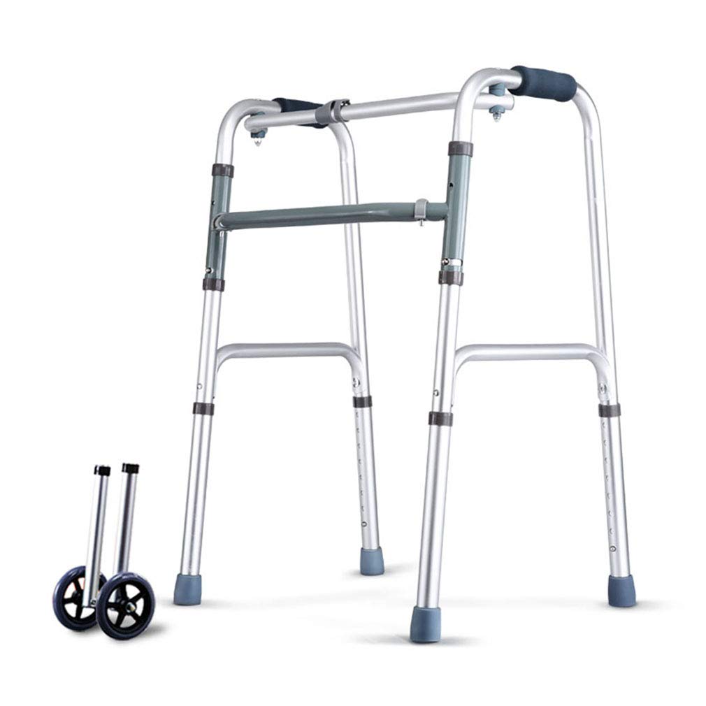 Regulowana wysokość chodzika geriatrycznego dla osób starszych, składany z 2 kółkami, pomoc w poruszaniu się, łatwa w transporcie rama do chodzenia, ładowność 93 cm