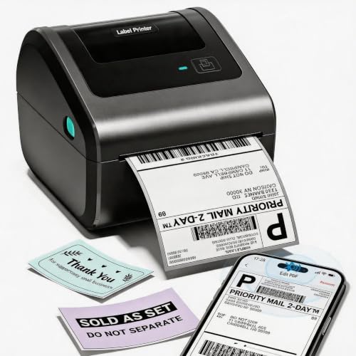 Phomemo Impresora de Etiquetas de Envío, 4x6 Impresora Térmica Bluetooth, D450BT Impresora Etiquetas Térmica DHL Etiquetadora, 4x6 Label Printer Compatible con Etsy, Amazon, Shopify, Vinted
