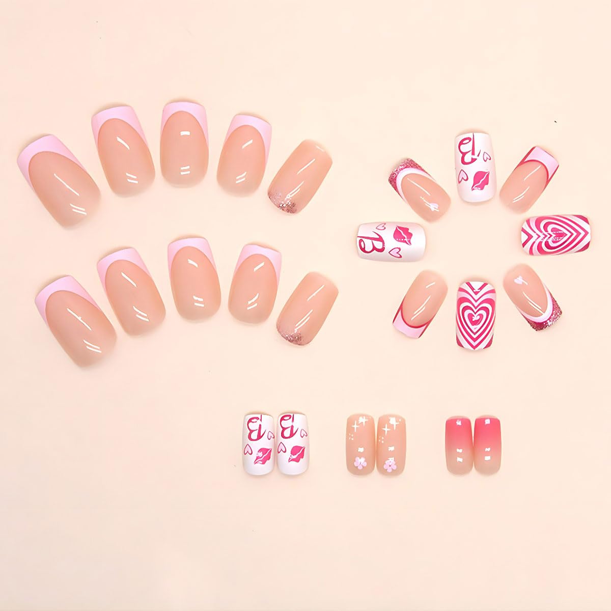Amazon.com: Valentine's Day Press on nails Medium, 24Pcs Square
