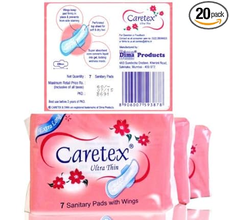 Caretex Ultra Thin Sanitary Pads with Wings 320mm (20 packets)