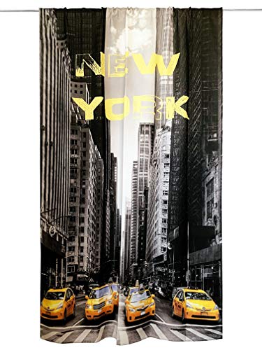 Rideau, style américain - Motif Taxi de New York - Dimensions : 140 x 280 cm - Prêt à l'emploi