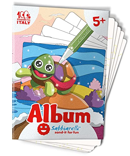Sabbiarelli Sand-it For Fun – Album La Mer – 5 Dessins Adhésifs A5 pour Sand Art | SABLE COLORÉ NON INCLUS | Loisirs Créatifs pour Enfants 5-12 ans