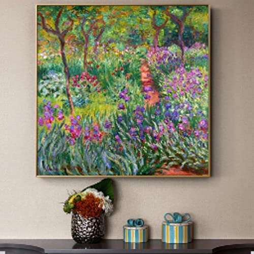 Monet Jardin Impression sur Toile 40x40 cm poster de fleurs pour décoration salon