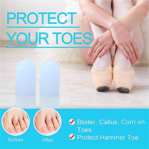 Image of 10 Pack Toe Caps, Toe Sleeves, Toe Protectors - for Middle Toe Blisters, Corns, Injured Toenails and Hammer Toe Protect