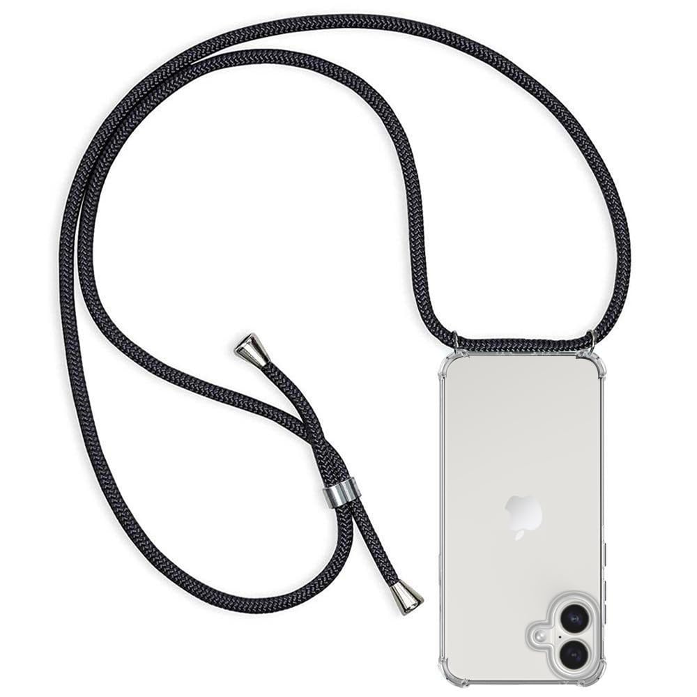 ZYIMOU für iPhone 16 Hülle mit Band, Handyhülle iPhone 16 Pro Handykette Hülle mit Kette Schutzhülle Kordel zum Umhängen Transparent Weich TPU Silikon Bumper