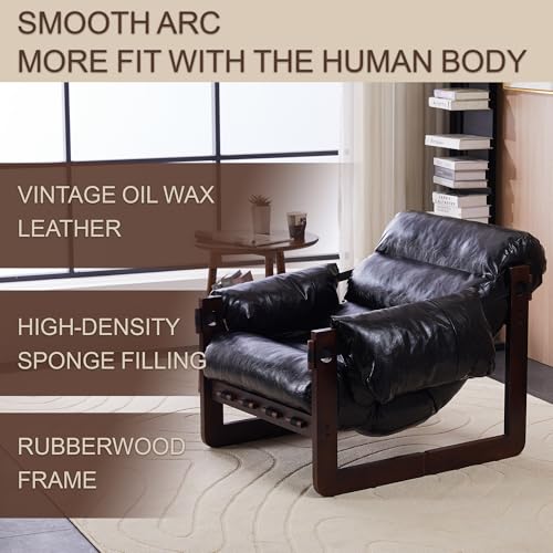 Sillón Vintage Piel Cera Negro miniatura 7