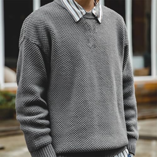 Men Pullover Sweater Vintage Thick O-Neck Knitted Harajuku Streetwear Casul Sweaters Classic Jumpers4