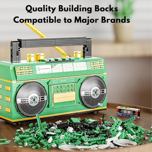 Image of SKY LINE OCEAN Vintage Radio Building Block Toy Set, Creative Retro Radio MOC Model Brick Kit, Openable Cassette Compartment and Movable Antenna, 781 PCS | 6 Months Structural Warranty