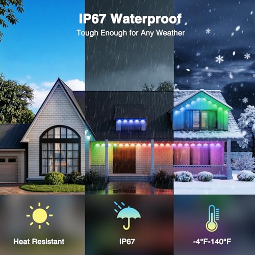 iMaihom Permanent Outdoor Lights, 100ft RGB Color Chasing String Lights with 16 Million Colors and 33 Scene Modes, App Control, IP67 Waterproof Smart Lights for House, Roofline, Patio, Backyard - image 4
