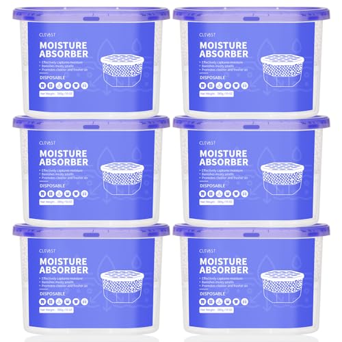 CLEVAST 6 Pezzi Deumidificatore casa muffa, Assorbitore di Umidità per Ambienti, Neutralizzatore di...