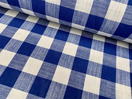 Rideaux en lin vichy haut de gamme couleur bleu roi