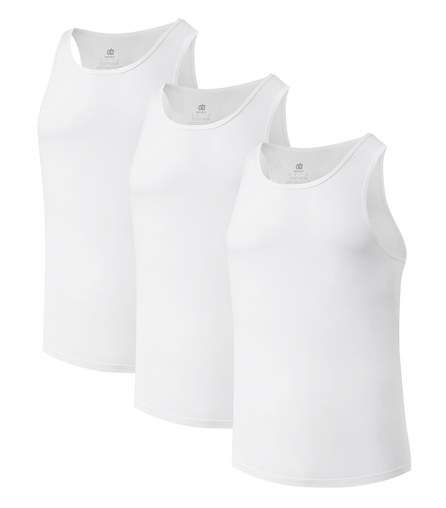 DAVID ARCHY Men's Ultra Soft Micro Modal Tank Top Undershirts, 3 Pack