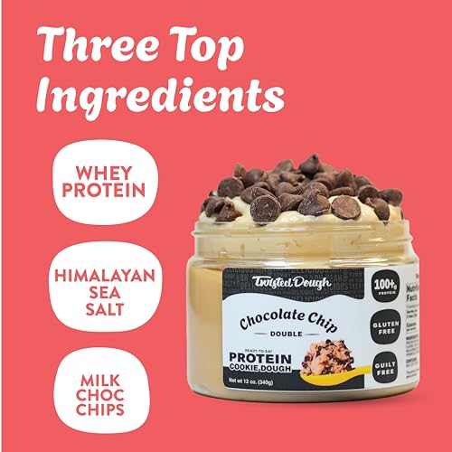 image for Twisted Dough - 2 Pack Double Chocolate Chip Protein Cookie Dough | He