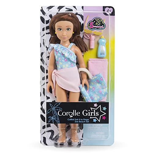 Corolle Girls - Coffret Zoé à la Plage, poupée Mannequin, 5 Accessoires, 28cm, dès 4 Ans, 9000600140