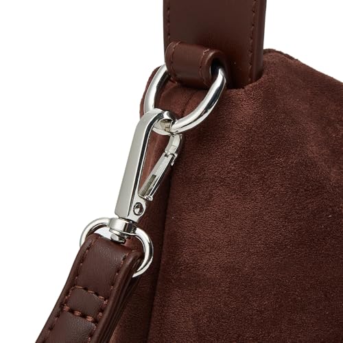 Image of Suede Shoulder Bags For Women Crossbody Bag Suede Tote Bag Satchels Slouchy Work Purses Crescent Handbag Fall Top Handle
