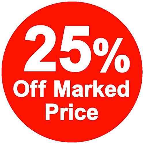 % Off Marked Price Tags 20mm Pack of 1000 Red Round Sticker 25% Reduced Stickers Sale Stickers for Retail Store Easy Peel Self Adhesive Sticky Labels Removable Sale Tags for Retail Sticker Labels — image 1