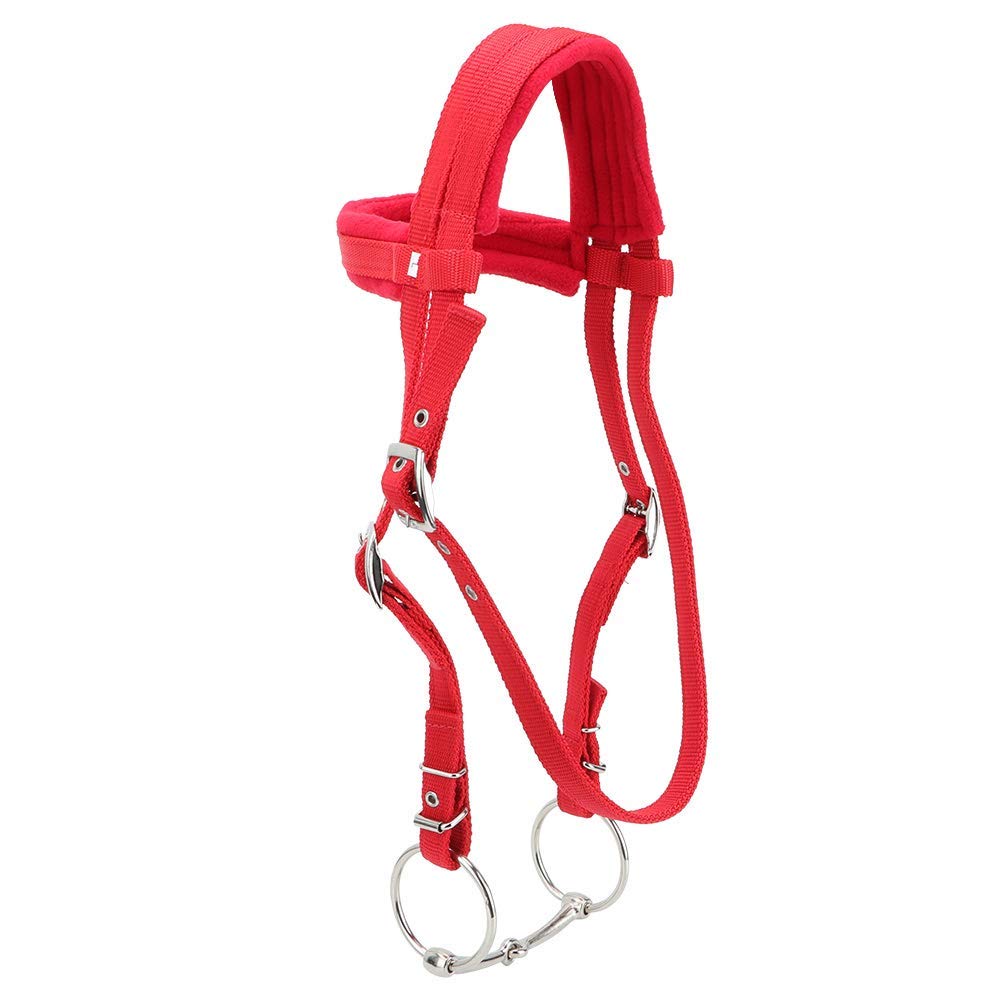 Cyrank Briglia per Cavallo, Briglia per Cavallo Rimovibile Rossa Regolabile Imbracatura per Redini Testiera per Cavallo Accessori Equestri per Cavallo con Morbido Cuscino
